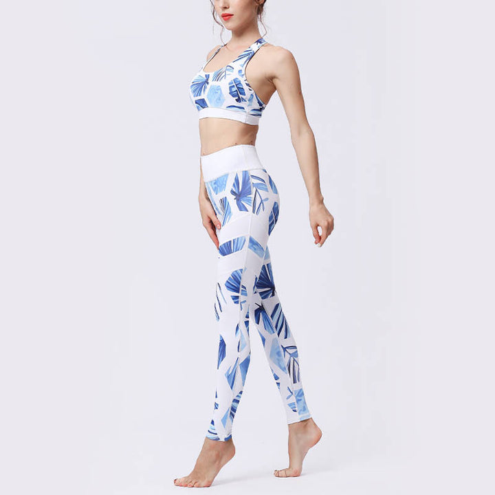 Buddha Stones Pétalos de Flores Hojas Estampadas Leggings Deportivos de Cintura Alta Pantalones de Yoga para Mujer - image 41