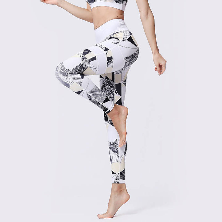 Buddha Stones Pétalos de Flores Hojas Estampadas Leggings Deportivos de Cintura Alta Pantalones de Yoga para Mujer - image 44