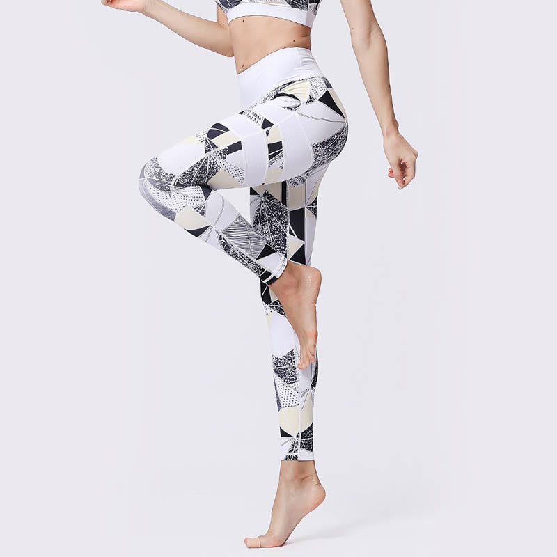 Buddha Stones Pétalos de Flores Hojas Estampadas Leggings Deportivos de Cintura Alta Pantalones de Yoga para Mujer - image 44