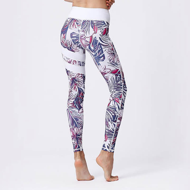 Buddha Stones Pétalos de Flores Hojas Estampadas Leggings Deportivos de Cintura Alta Pantalones de Yoga para Mujer - image 48