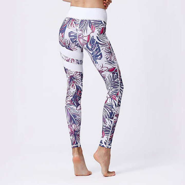 Buddha Stones Pétalos de Flores Hojas Estampadas Leggings Deportivos de Cintura Alta Pantalones de Yoga para Mujer - image 48