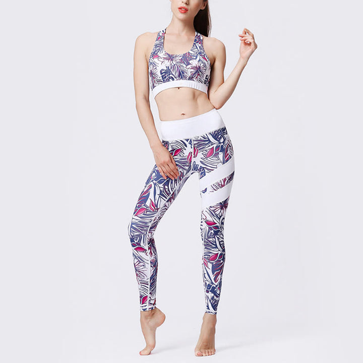 Buddha Stones Pétalos de Flores Hojas Estampadas Leggings Deportivos de Cintura Alta Pantalones de Yoga para Mujer - image 49