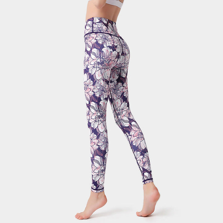 Buddha Stones Leggings de Yoga para Mujeres con Estampado de Pétalos de Flores Coloridos de Deporte Ejercicio y Fitness de Cintura Alta - Cardo - US8-10, UK/AU12-14, EU40-42 (XL)  - image 4