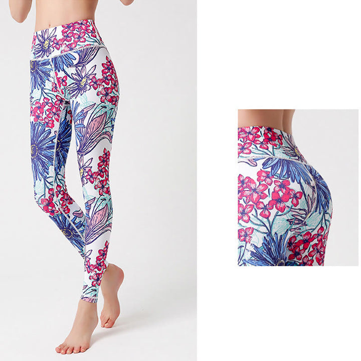 Buddha Stones Leggings de Yoga para Mujeres con Estampado de Pétalos de Flores Coloridos de Deporte Ejercicio y Fitness de Cintura Alta - image 12