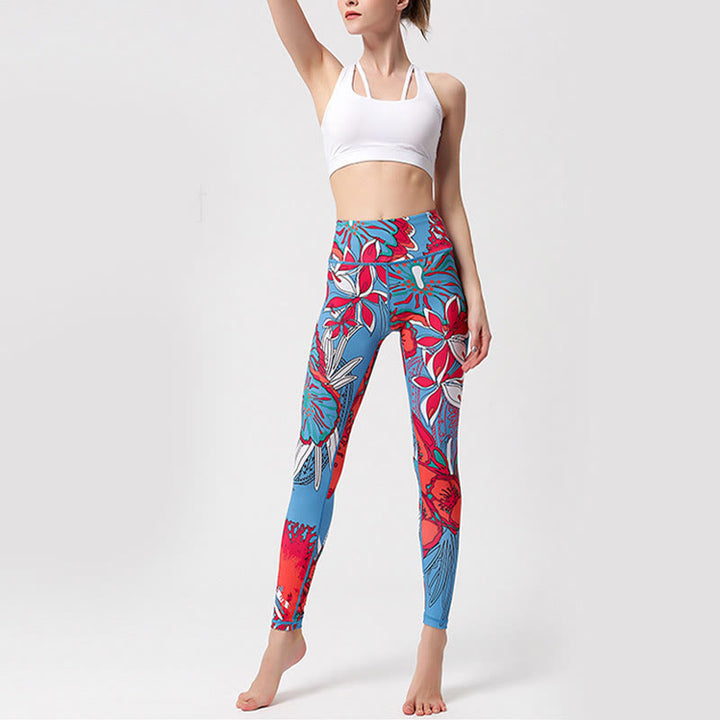 Buddha Stones Leggings de Yoga para Mujeres con Estampado de Pétalos de Flores Coloridos de Deporte Ejercicio y Fitness de Cintura Alta - image 18