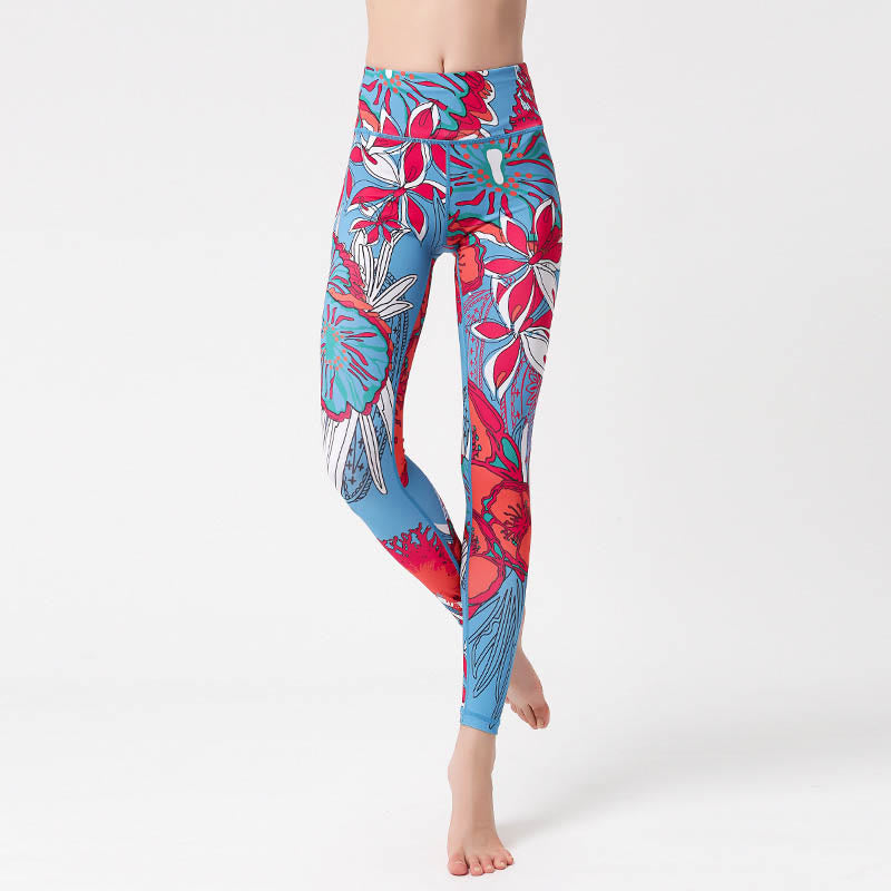 Buddha Stones Leggings de Yoga para Mujeres con Estampado de Pétalos de Flores Coloridos de Deporte Ejercicio y Fitness de Cintura Alta - image 14