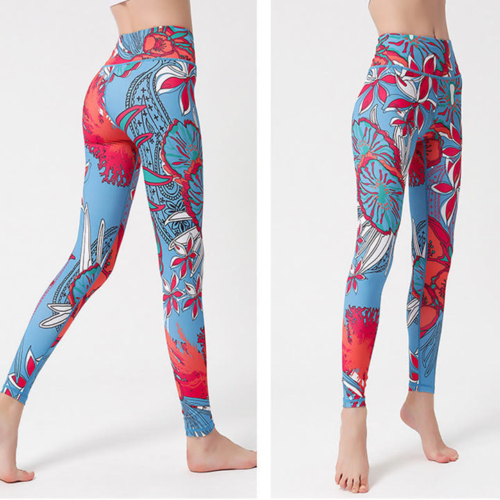 Buddha Stones Leggings de Yoga para Mujeres con Estampado de Pétalos de Flores Coloridos de Deporte Ejercicio y Fitness de Cintura Alta - image 17