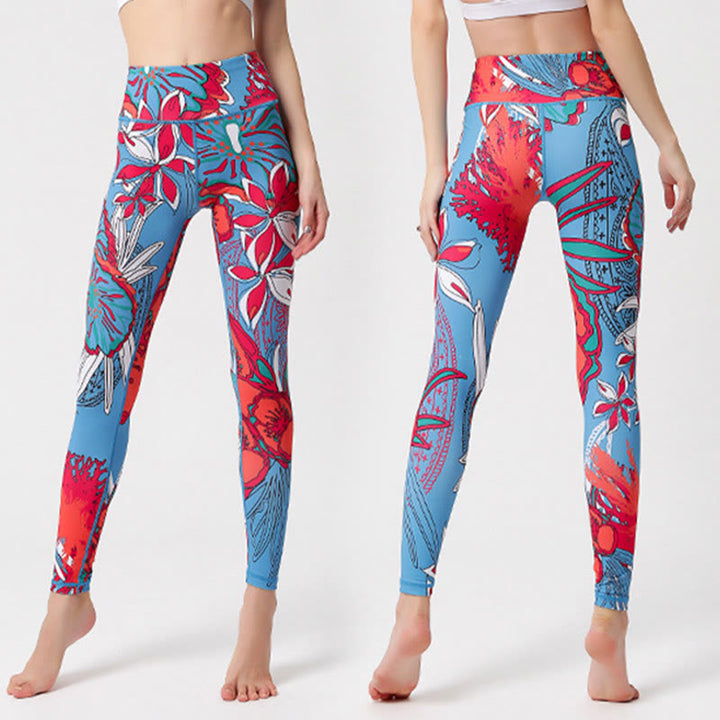Buddha Stones Leggings de Yoga para Mujeres con Estampado de Pétalos de Flores Coloridos de Deporte Ejercicio y Fitness de Cintura Alta - image 16