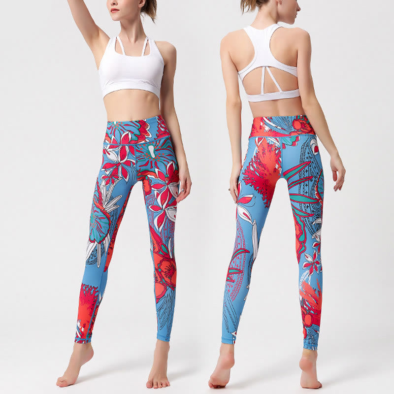 Buddha Stones Leggings de Yoga para Mujeres con Estampado de Pétalos de Flores Coloridos de Deporte Ejercicio y Fitness de Cintura Alta - image 19