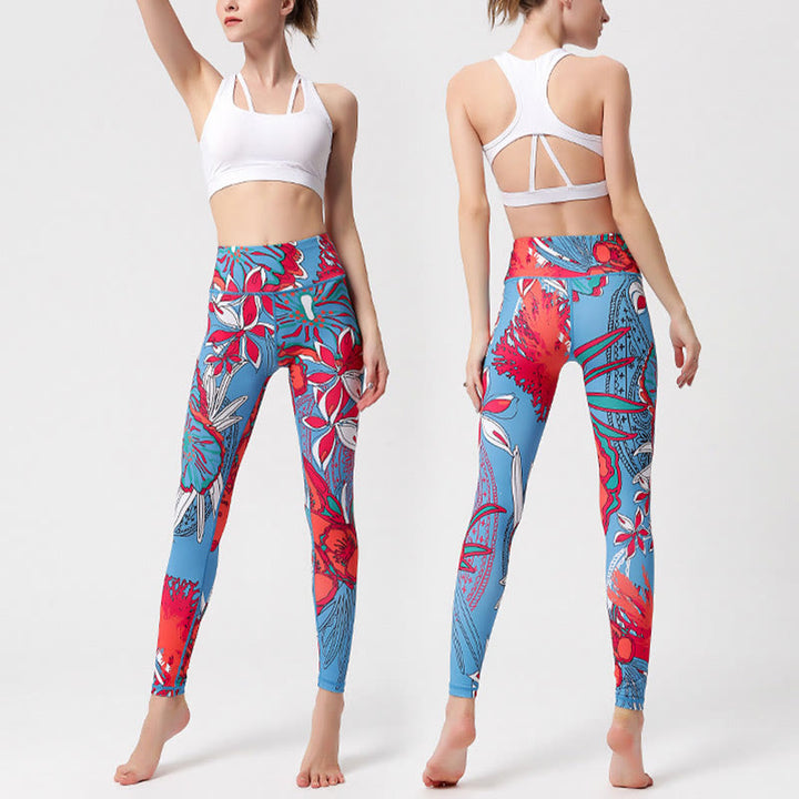 Buddha Stones Leggings de Yoga para Mujeres con Estampado de Pétalos de Flores Coloridos de Deporte Ejercicio y Fitness de Cintura Alta - image 19