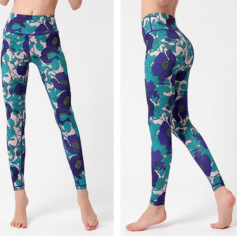 Buddha Stones Leggings de Yoga para Mujeres con Estampado de Pétalos de Flores Coloridos de Deporte Ejercicio y Fitness de Cintura Alta - image 25