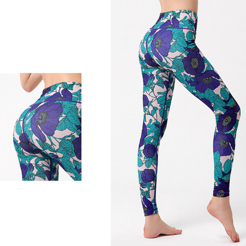 Buddha Stones Leggings de Yoga para Mujeres con Estampado de Pétalos de Flores Coloridos de Deporte Ejercicio y Fitness de Cintura Alta - image 26