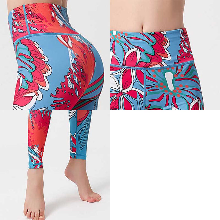 Buddha Stones Leggings de Yoga para Mujeres con Estampado de Pétalos de Flores Coloridos de Deporte Ejercicio y Fitness de Cintura Alta - image 20