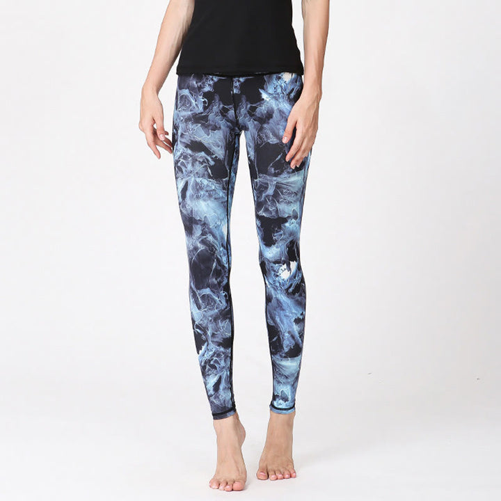 Pantalones deportivos de yoga para mujer con estampado de hojas de niebla Buddha Stones - image 2