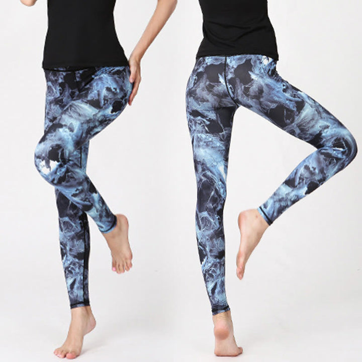 Pantalones deportivos de yoga para mujer con estampado de hojas de niebla Buddha Stones - image 4