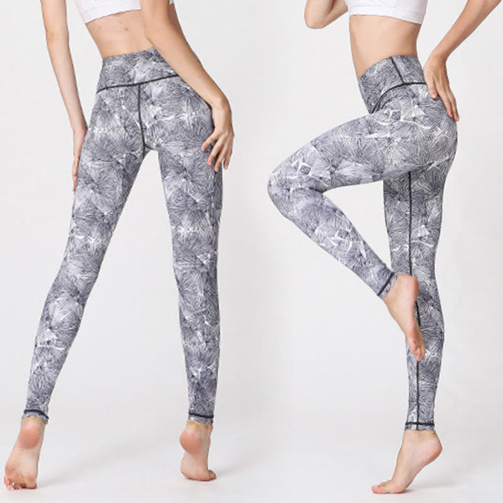 Pantalones deportivos de yoga para mujer con estampado de hojas de niebla Buddha Stones - image 8