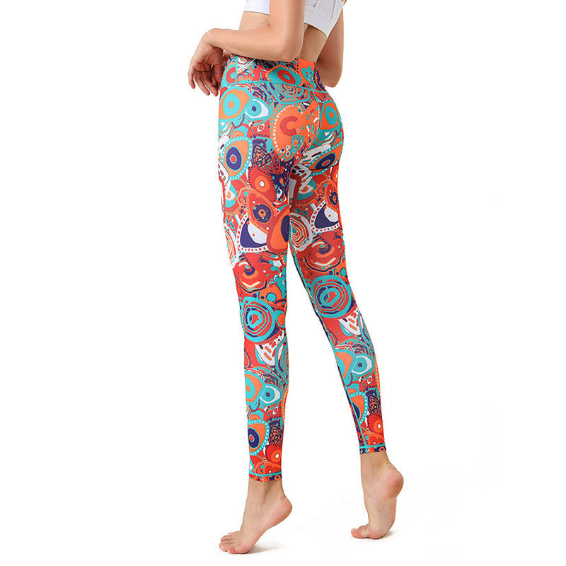 Leggings de fitness para yoga de mujer con estampado de ojo turco y Buddha Stones - image 1