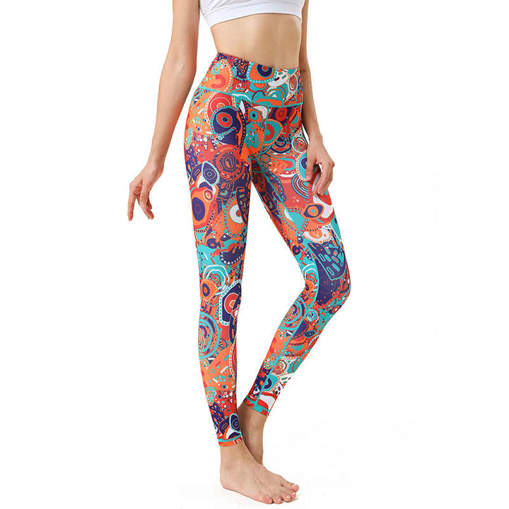 Leggings de fitness para yoga de mujer con estampado de ojo turco y Buddha Stones - Coral claro - US8-10, UK/AU12-14, EU40-42 (XL) - image 0