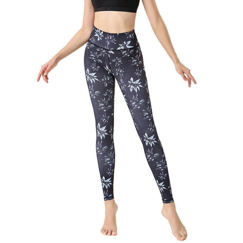Buddha Stones Spots Estampado De Hoja De Arce Deportes Ejercicio Fitness Polainas De Cintura Alta Pantalones De Yoga Para Mujer - image 5
