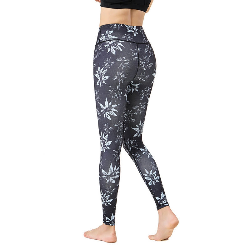 Buddha Stones Spots Estampado De Hoja De Arce Deportes Ejercicio Fitness Polainas De Cintura Alta Pantalones De Yoga Para Mujer - image 6