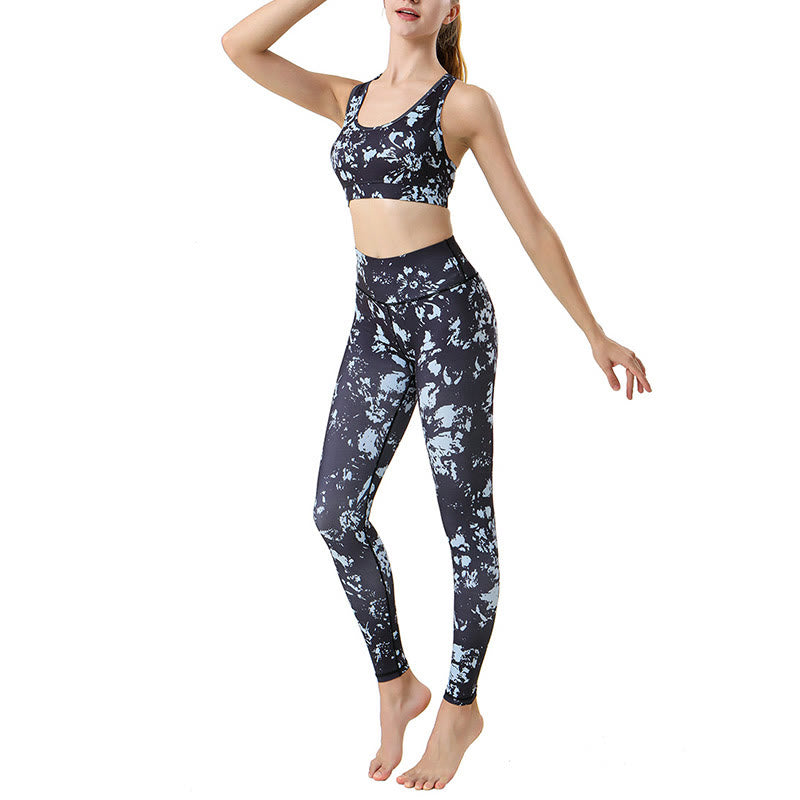 Buddha Stones Spots Estampado De Hoja De Arce Deportes Ejercicio Fitness Polainas De Cintura Alta Pantalones De Yoga Para Mujer - image 3
