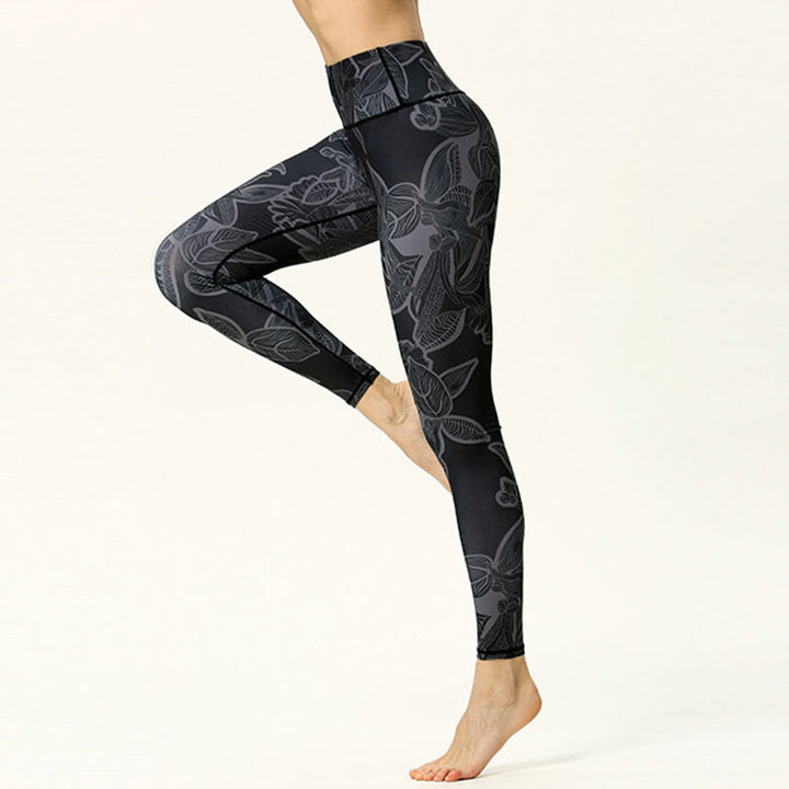 Pantalones de Yoga para Mujer con Estampado de Hojas Simples de Buddha Stones - image 7