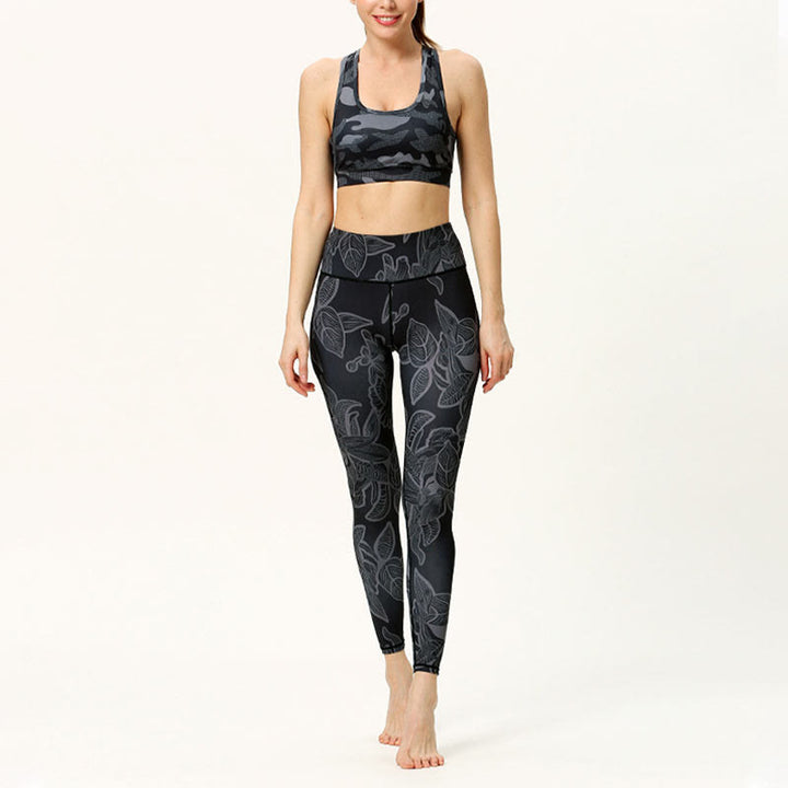 Pantalones de Yoga para Mujer con Estampado de Hojas Simples de Buddha Stones - image 10