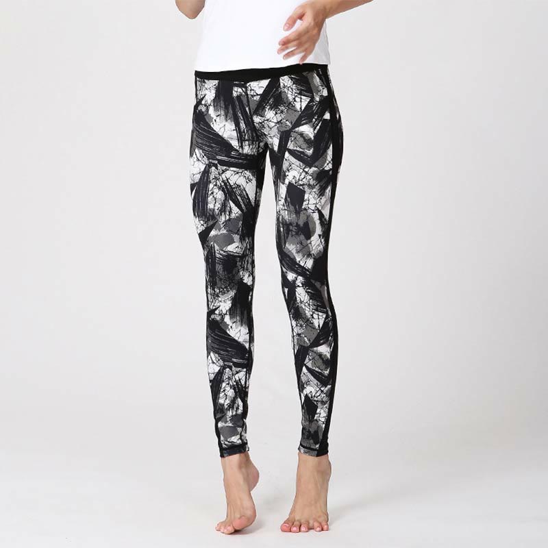 Leggings deportivos de malla con líneas de pincel en tinta negra blanca de Buddha Stones, pantalones de yoga para mujer - Líneas de pincel negras - US8-10, UK/AU12-14, EU40-42 (XL) - image 9