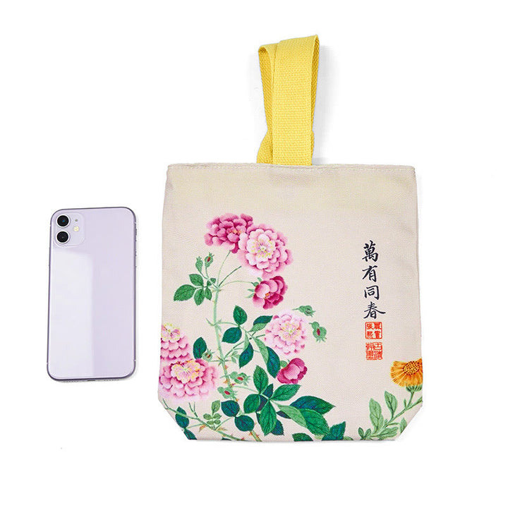 	 Bolso de Lona con Piedras de Buda y Peonías - image 3