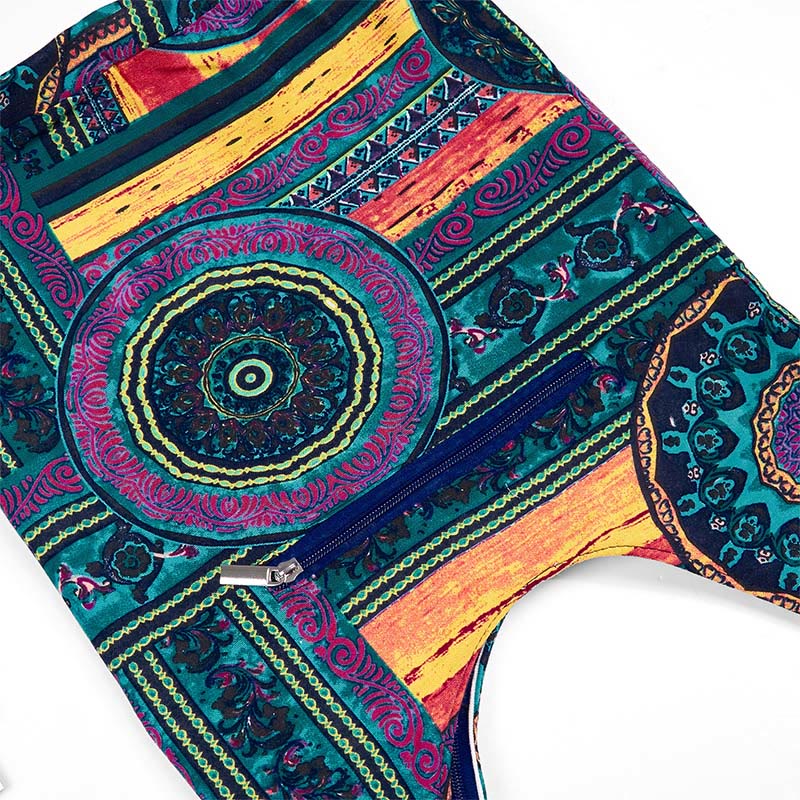 Bolsa Bandolera de Algodón con Patrón de Flores Azules Buddha Stones