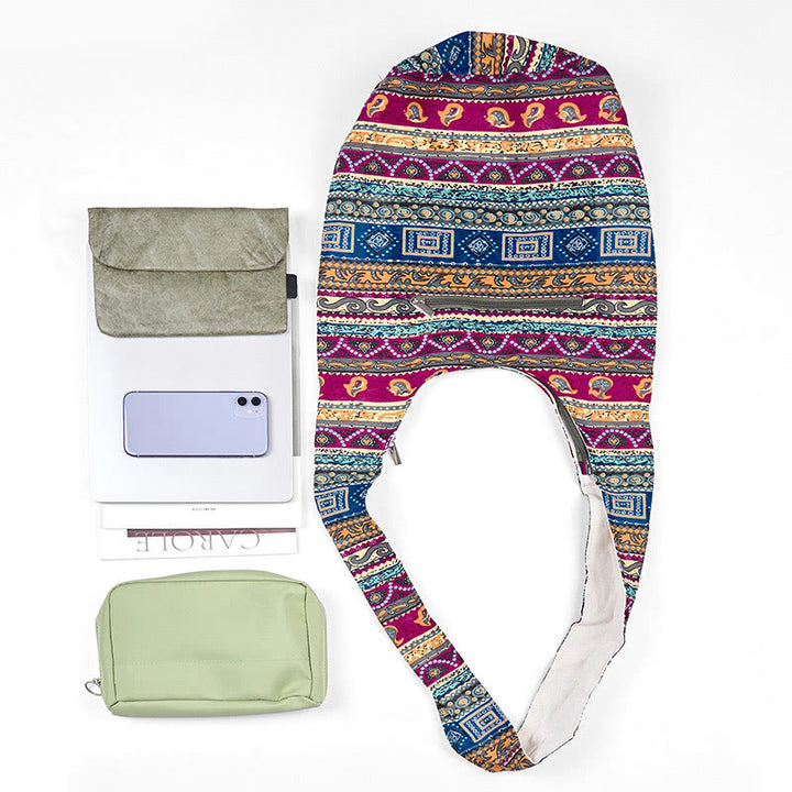 Buddha Stones Bolso Bandolera De Algodón con Rayas de Colores