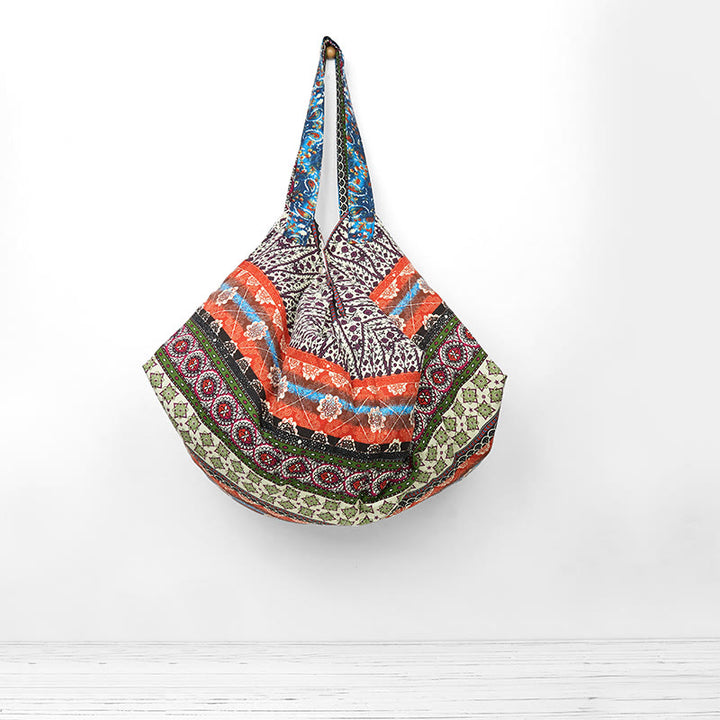 Bolso de Hombro de Algodón con Rayas de Colores de Buddha Stones