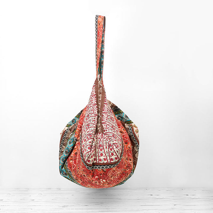 Bolso de Hombro de Algodón con Rayas de Colores de Buddha Stones