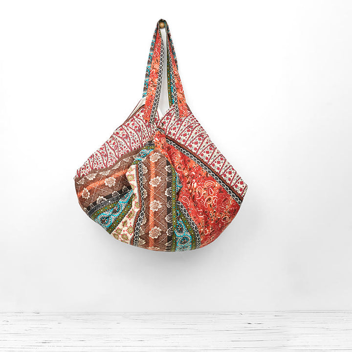 Bolso de Hombro de Algodón con Rayas de Colores de Buddha Stones