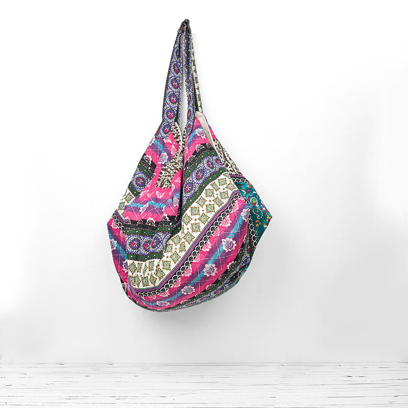 Bolso de Hombro de Algodón con Rayas de Colores de Buddha Stones