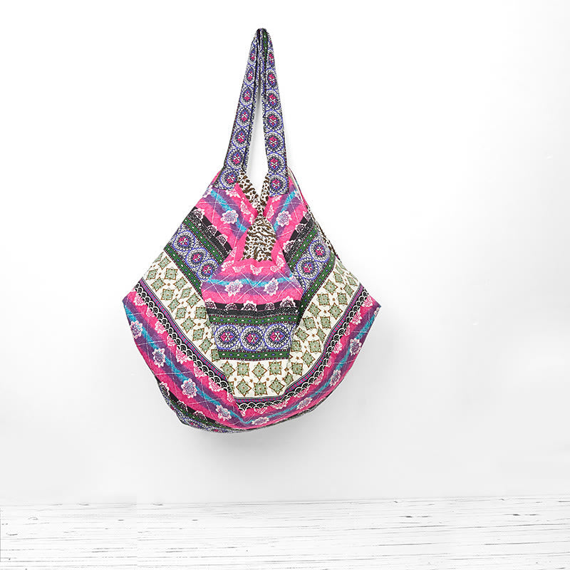 Bolso de Hombro de Algodón con Rayas de Colores de Buddha Stones