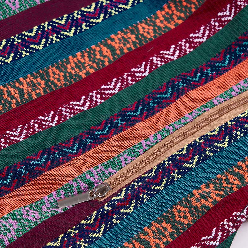 Bolso bandolera de algodón con patrón de rayas geométricas coloreadas Buddha Stones