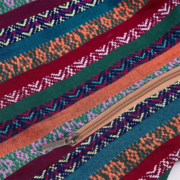 Bolso bandolera de algodón con patrón de rayas geométricas coloreadas Buddha Stones