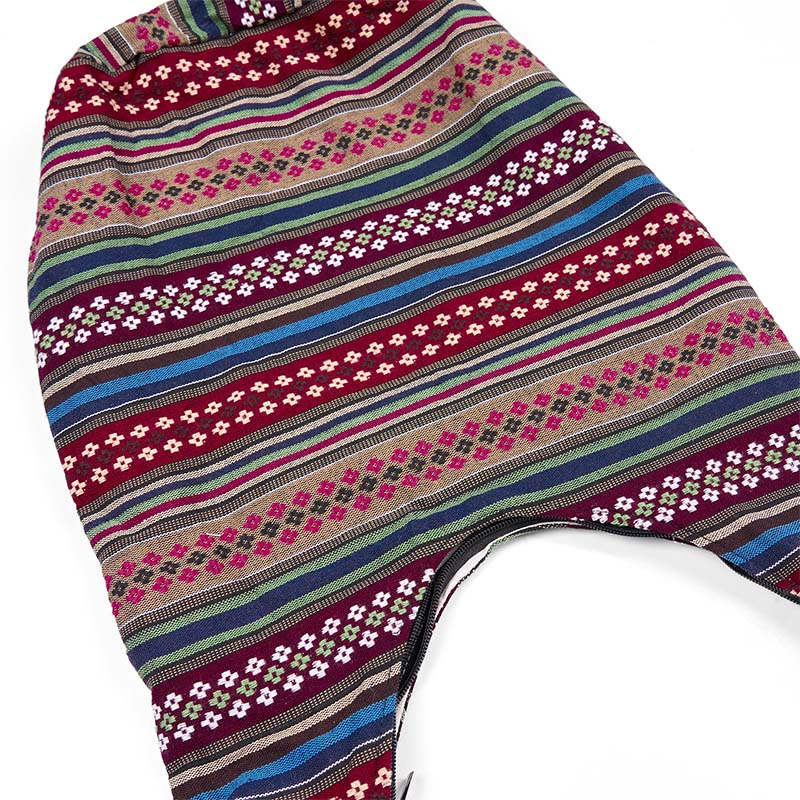 Bolso bandolera de algodón con patrón de rayas geométricas coloreadas Buddha Stones