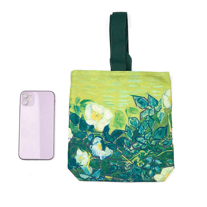 Bolso de mano de lienzo con rosas de Buddha Stones