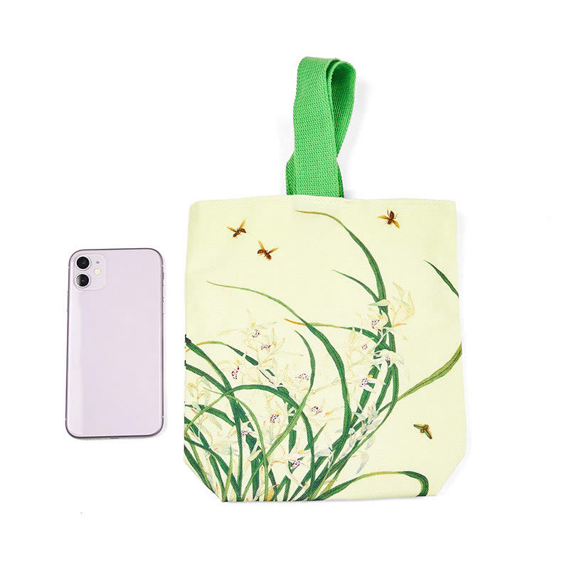 Buddha Stones Bolso de Mano de Lona con Abeja de Orquídea