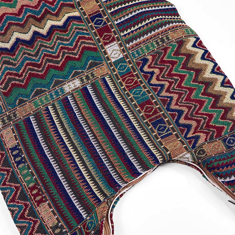 Bolso bandolera de algodón con patrón de ondas verdes y marrones de Buddha Stones