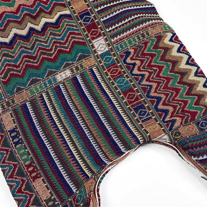 Bolso bandolera de algodón con patrón de ondas verdes y marrones de Buddha Stones