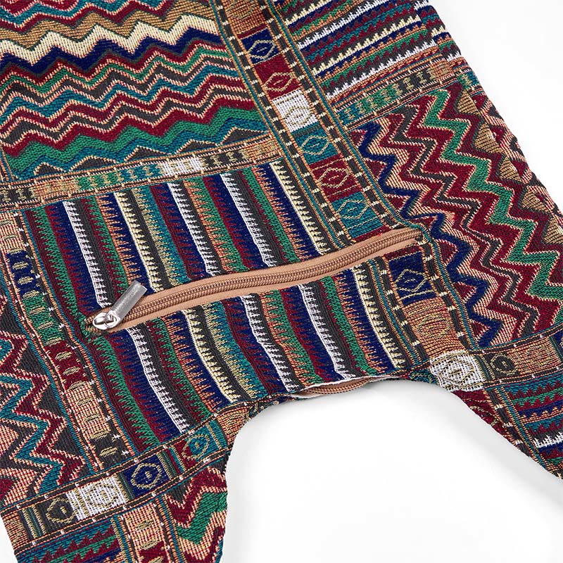 Bolso bandolera de algodón con patrón de ondas verdes y marrones de Buddha Stones