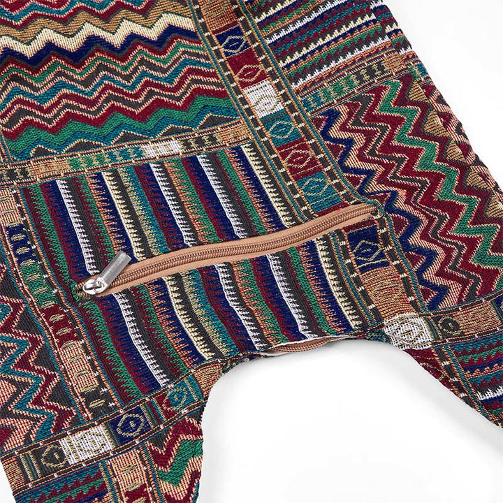 Bolso bandolera de algodón con patrón de ondas verdes y marrones de Buddha Stones