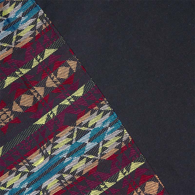 Bolso Bandolera de Algodón con Patrón de Rayas Negras, Rojas y Azules Buddha Stones