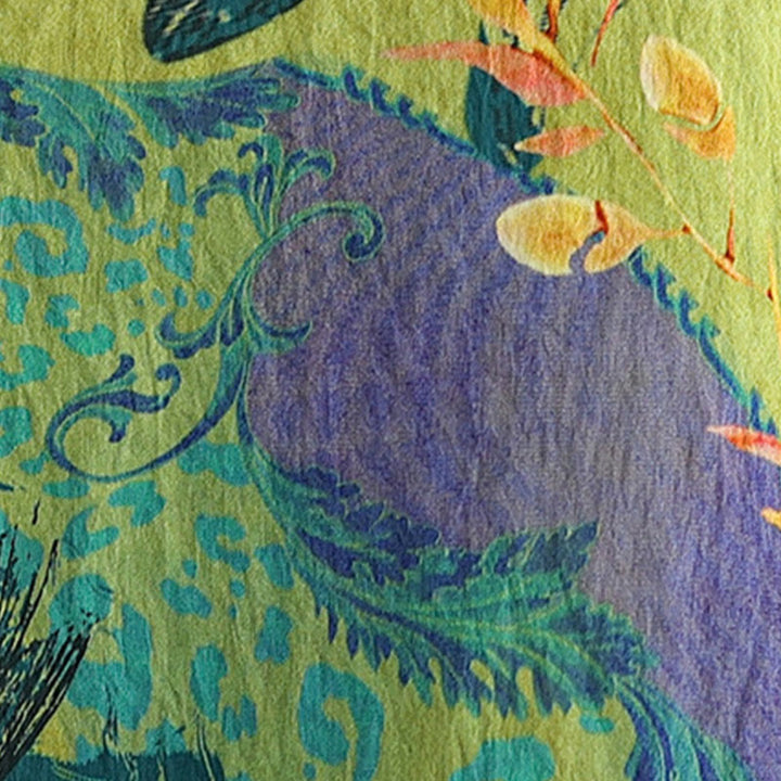 Camiseta de lino de manga tres cuartos con flores verdes y amarillas de Buddha Stones - image 8