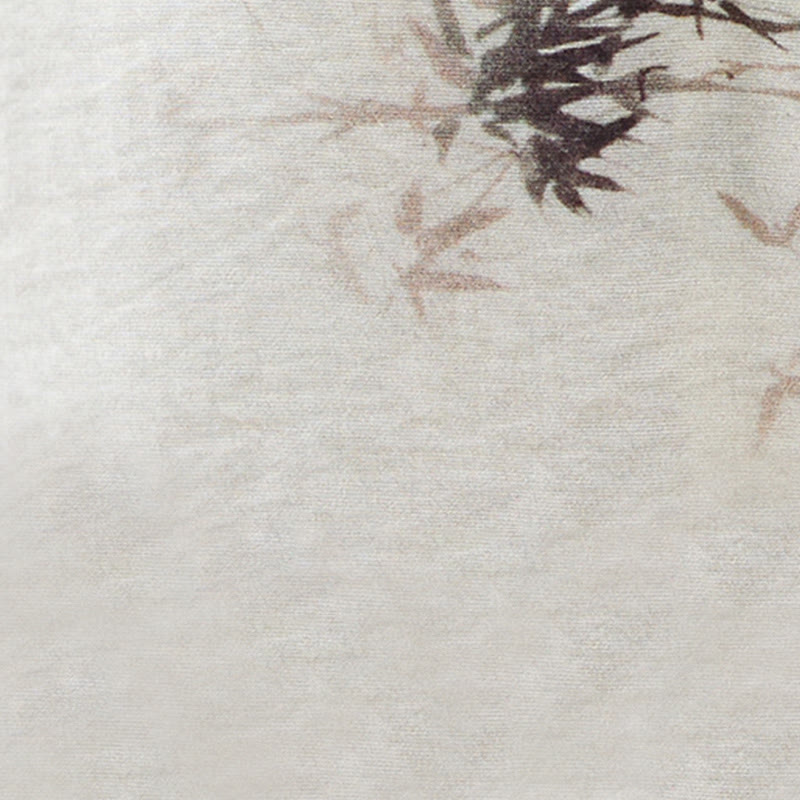 Camisa con botón de rana con estampado de hojas de bambú en tinta Buddha Stones, cuello en V con cordones