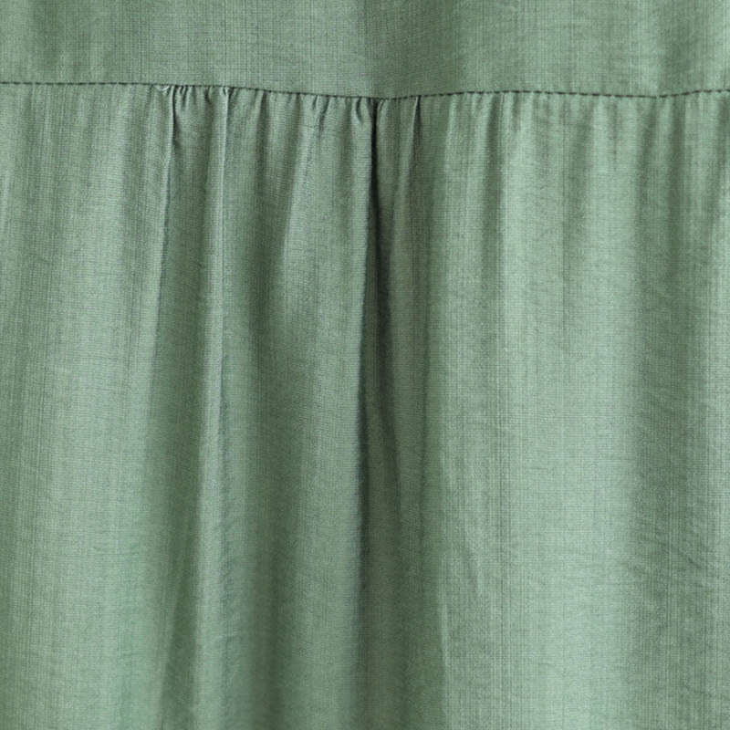 Buddha Stones Camiseta de algodón y lino con bordado floral pequeño, de cuello en V y media manga - image 7