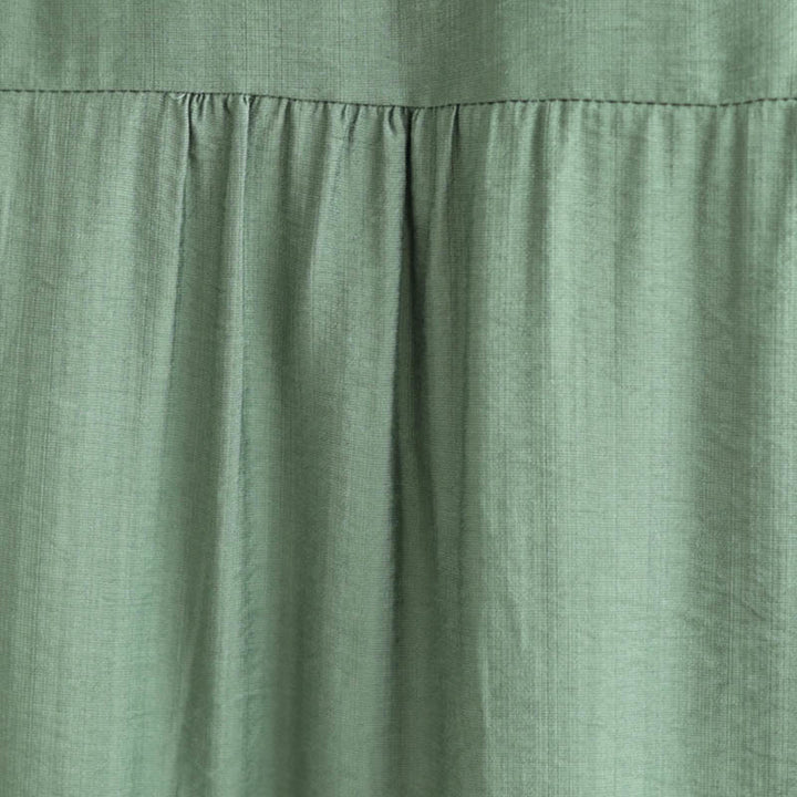 Buddha Stones Camiseta de algodón y lino con bordado floral pequeño, de cuello en V y media manga - image 7